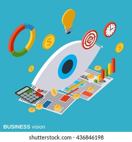 Business vision flat isometric vector concept illustration