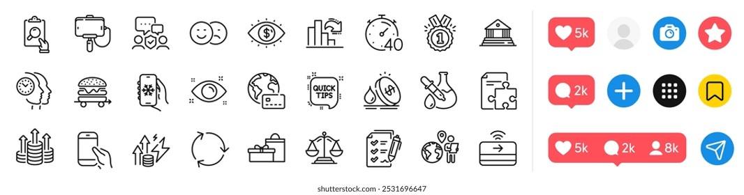 Paquete de iconos de línea de inflación de Precio de combustible y energía. Iconos de redes sociales. Presupuesto, aprobado, como icono de Web. Consejos rápidos, Regalos, Pictograma de la agencia de seguridad. Vector