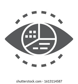 Business Vision Glyph Icon, Business And Development, Eye With Pie Chart Sign, Vector Graphics, A Solid Pattern On A White Background, Eps 10