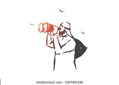 Business vision, headhunting concept sketch. Hand drawn isolated vector