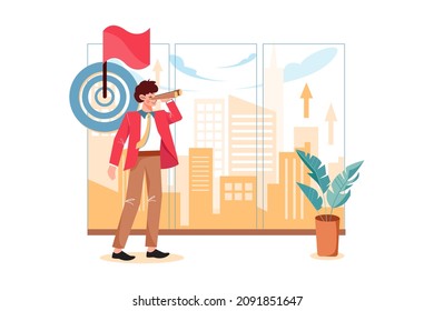 Business Vision Illustration concept. Flat illustration isolated on white background.