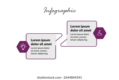 Business Vision Infographic with Two Steps – Flat Minimalist Style for Presentations Focused on Mission, Features, and Company Direction.