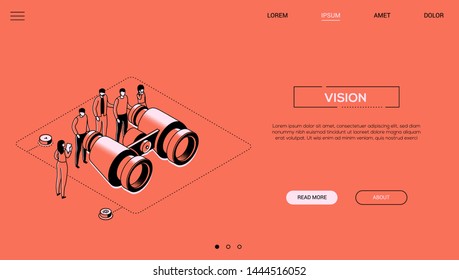 Business Vision - Line Design Style Isometric Web Banner