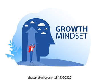 Business vision with  looking for opportunities in spyglass standing  growth mindset concept vector illustration.