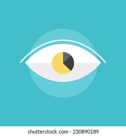 Business vision with marketing data analytics information diagram in the eyeball. Flat icon modern design style vector illustration concept.