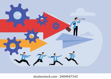 Business vision strategy. leadership direction 2d flat vector illustration