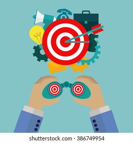 Business vision, target, planning vector concept