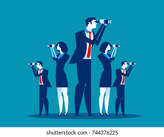 Business vision. Business team searching for success. Concept business vector illustration.