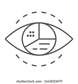 Business Vision Thin Line Icon, Business And Development, Eye With Pie Chart Sign, Vector Graphics, A Linear Pattern On A White Background, Eps 10