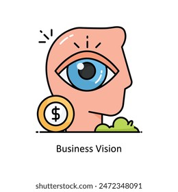 Ilustración de estilo de ícono de esquema lleno de Vector de visión de negocios. Símbolo sobre fondo blanco EPS 10 Archivo