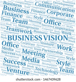 Business Vision word cloud. Collage made with text only.