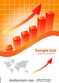 Business visit card with chart and arrow