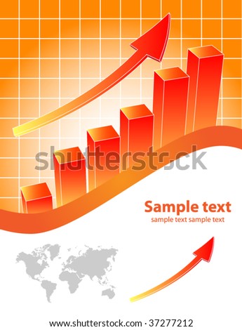 Business visit card with chart and arrow