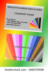 Business Or Visit Card Designed For Shops That Sell Various Colors And Varnishes With Possible Tinting And Mixing, Ideal For Painter Who Are Engaged In Painting Houses And Buildings