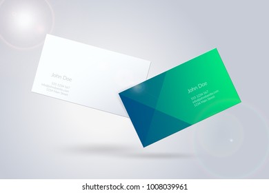 Business Visit Card Mock Up Corporate Design Identity Cutaway Color Style Gravity Vector