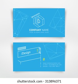 Business Visit Card Template With Geometric Elements. Design For Corporation Brand Company Or Graphic Designer