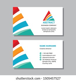 Business visit card template with logo - concept design. Triangle pyramid success branding. Vector illustration. 