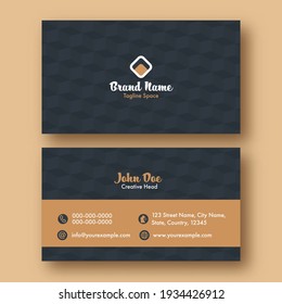 Business Or Visiting Card With Cube Pattern In Grey And Brown Color.