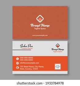 Business Or Visiting Card With Grain Texture In Front And Back View.