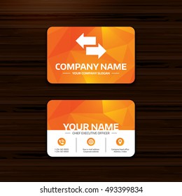 Business or visiting card template. Incoming and outgoing calls sign. Upload. Download arrow symbol. Phone, globe and pointer icons. Vector
