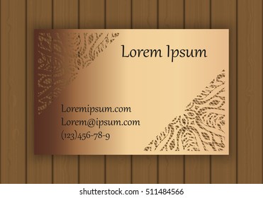 Business, visiting or invitation card template with a cut out pattern. May be used for laser cutting from paper, metal, wood. Vector illustration