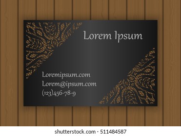 Business, visiting or invitation card template with a cut out pattern. May be used for laser cutting from paper, metal, wood. Vector illustration