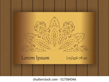 Business, visiting or invitation card template with a cut out pattern. May be used for laser cutting from paper, metal, wood. Vector illustration