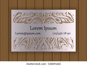 Business, visiting or invitation card template with a cut out pattern. May be used for laser cutting from paper, metal, wood. Vector illustration