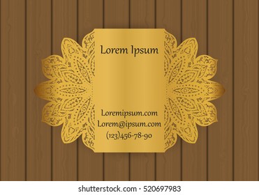 Business, visiting or invitation card template with a cut out pattern. May be used for laser cutting from paper, metal, wood. Vector illustration