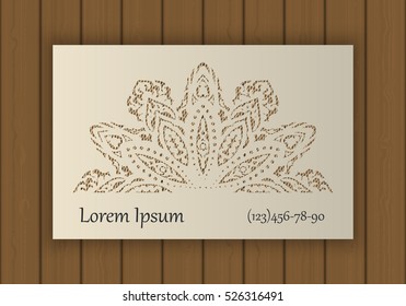 Business, visiting or invitation card template with a cut out pattern. May be used for laser cutting from paper, metal, wood. Vector illustration