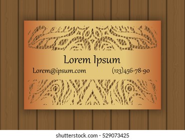 Business, visiting or invitation card template with a cut out pattern. May be used for laser cutting from paper, metal, wood. Vector illustration