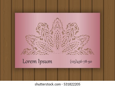 Business, visiting or invitation card template with a cut out pattern. May be used for laser cutting from paper, metal, wood. Vector illustration