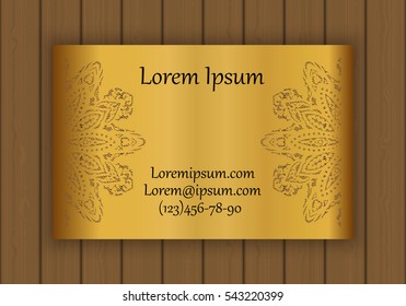 Business, visiting or invitation card template with a cut out pattern. May be used for laser cutting from paper, metal, wood. Vector illustration