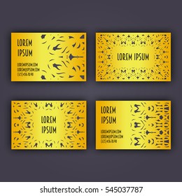 Business, visiting or invitation card template with a cut out pattern. May be used for laser cutting from paper, metal, wood. Vector illustration