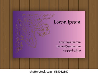 Business, visiting or invitation card template with a cut out pattern. May be used for laser cutting from paper, metal, wood. Vector illustration
