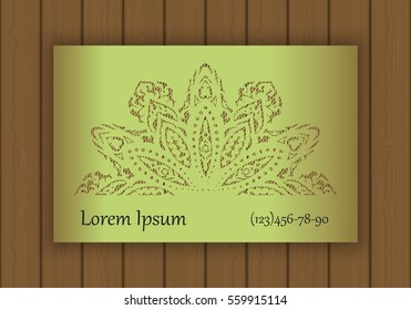 Business, visiting or invitation card template with a cut out pattern. May be used for laser cutting from paper, metal, wood. Vector illustration
