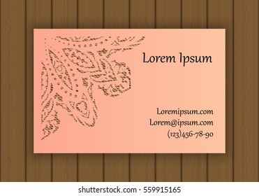 Business, visiting or invitation card template with a cut out pattern. May be used for laser cutting from paper, metal, wood. Vector illustration