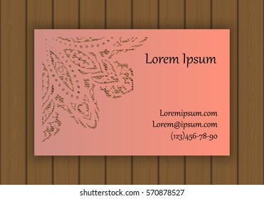 Business, visiting or invitation card template with a cut out pattern. May be used for laser cutting from paper, metal, wood. Vector illustration
