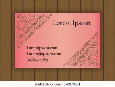 Business, visiting or invitation card template with a cut out pattern. May be used for laser cutting from paper, metal, wood. Vector illustration