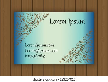 Business, visiting or invitation card template with a cut out pattern. May be used for laser cutting from paper, metal, wood. Vector illustration