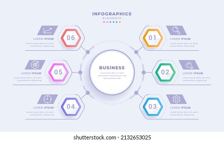 Business visualization concept circular diagram creative infographic template with six steps design