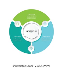 Business visualization infographic circle design template with 3 options, steps or processes. Business presentation.