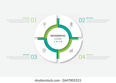 Business visualization infographic circle design template with 4 options, steps or processes. Business presentation.