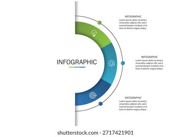 Business visualization infographic circle design template with 3 options, steps or processes. Business presentation.