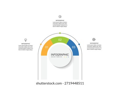 Infografik-Kreisdesign-Vorlage für die Geschäftsvisualisierung mit 3 Optionen, Schritten oder Prozessen. Geschäftspräsentation.