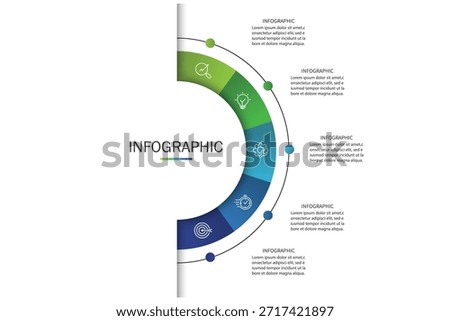 Business visualization infographic circle design template with 5 options, steps or processes. Business presentation.