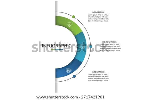Business visualization infographic circle design template with 3 options, steps or processes. Business presentation.