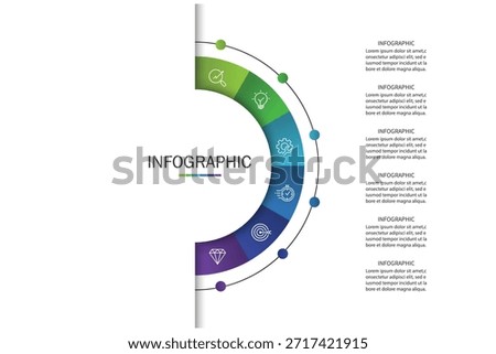 Business visualization infographic circle design template with 6 options, steps or processes. Business presentation.