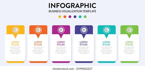 Business Visualization Timeline Infographic With Unique Steps And Icons On Isolated Background