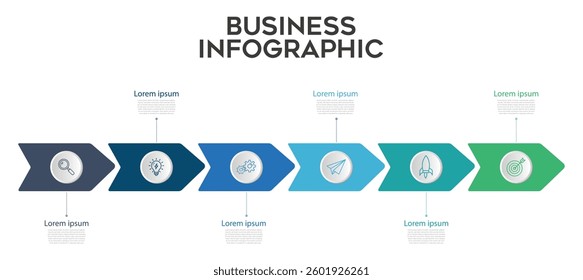 Business Visualization Timeline Infographic With Unique Steps And Icons On Isolated Background